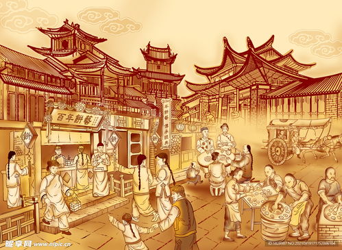 古代生活场景百年老店百年饼设计图